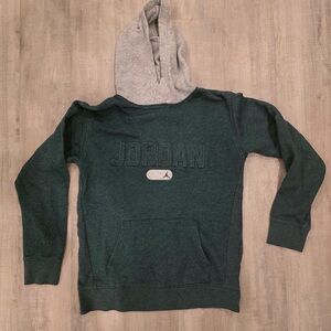 Jordan Youth XL Hoodie Green Gray Pullover Sweatshirt Jumpman Logo